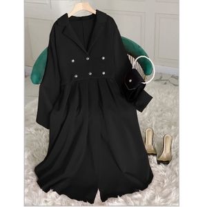 Women's Black Trenchcoat w/ Ruffles